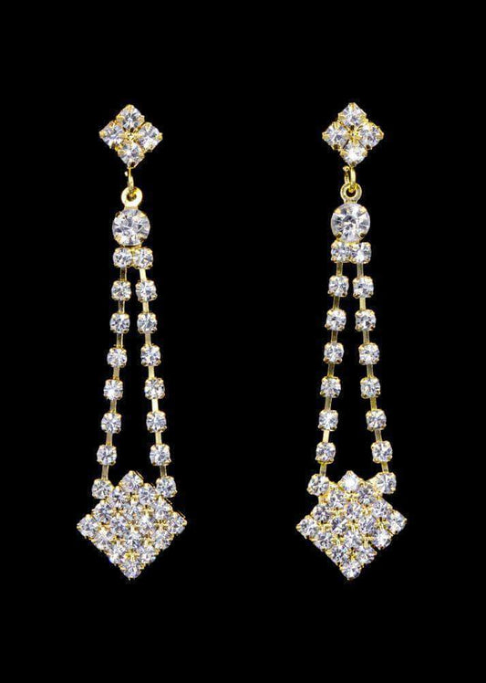 #16998g - Rhinestone Dangle Earring - Gold Plated