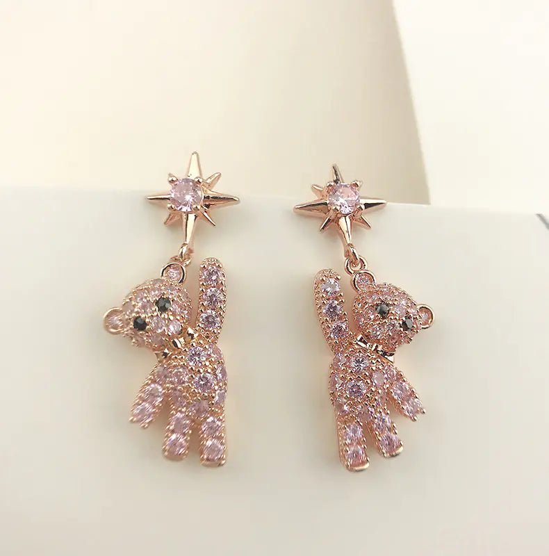 Chic Bear Silver Stud Earrings