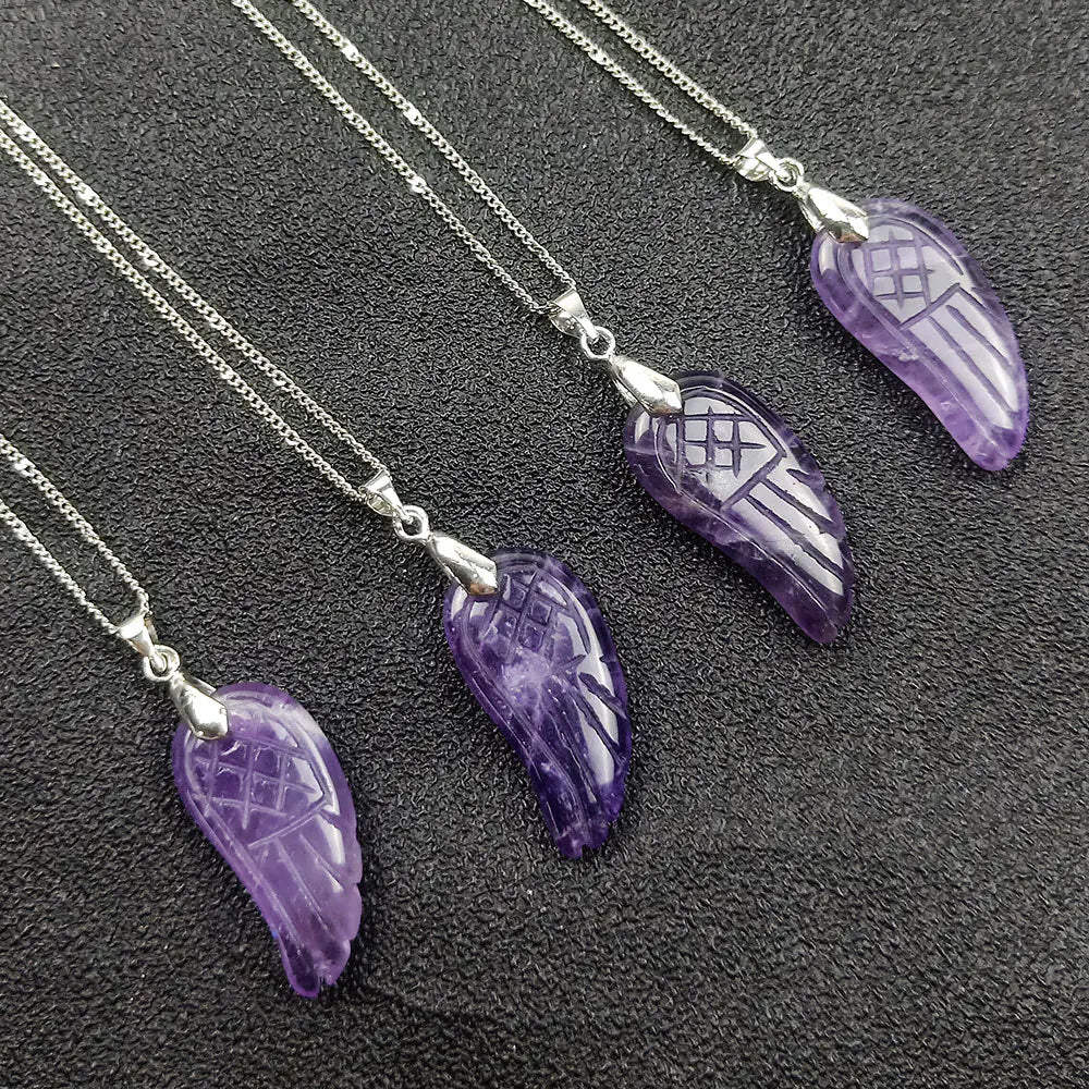 Elegant Amethyst Angel Wings Necklace