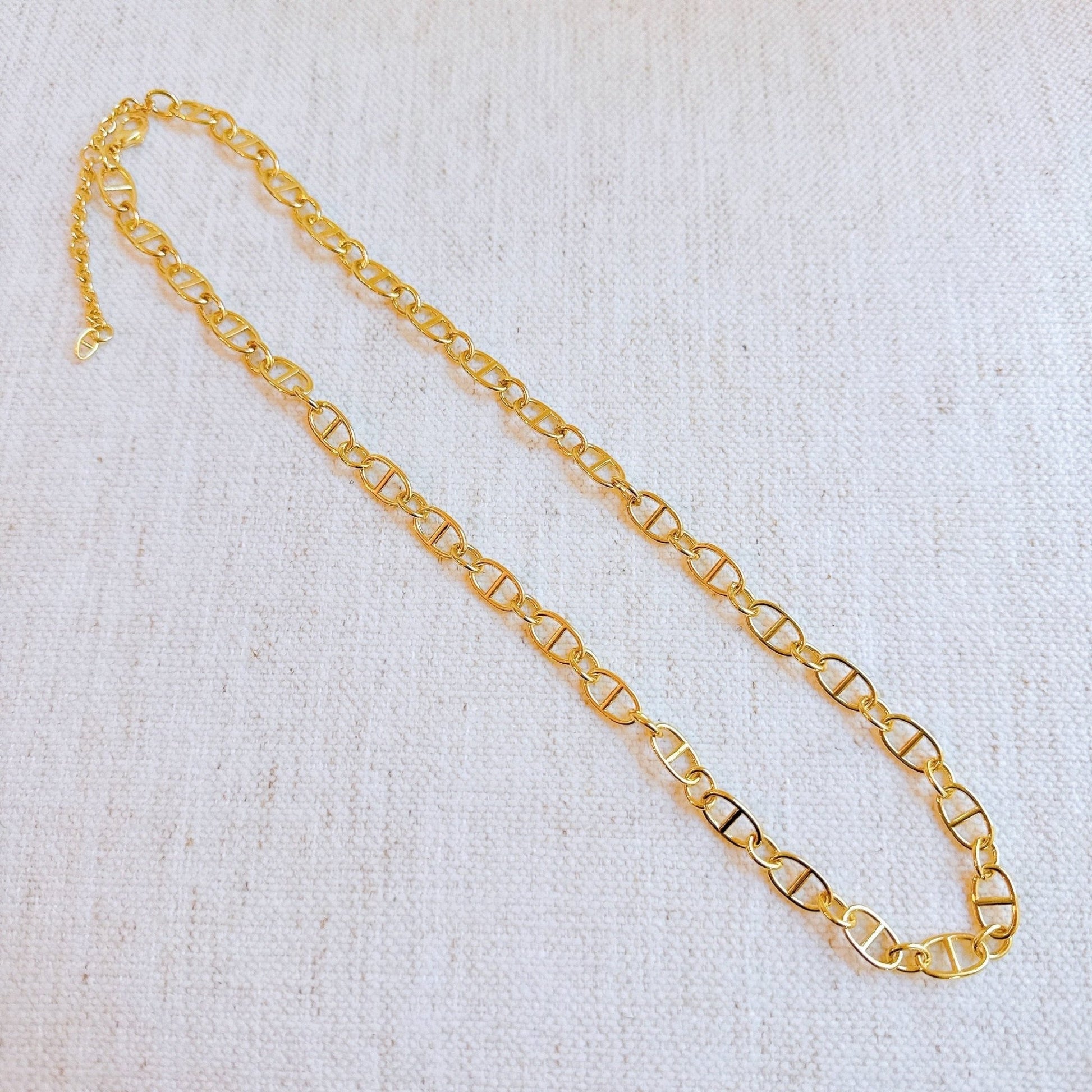 Golden Bit Linked Longer Chain Necklace - Silver Whisper