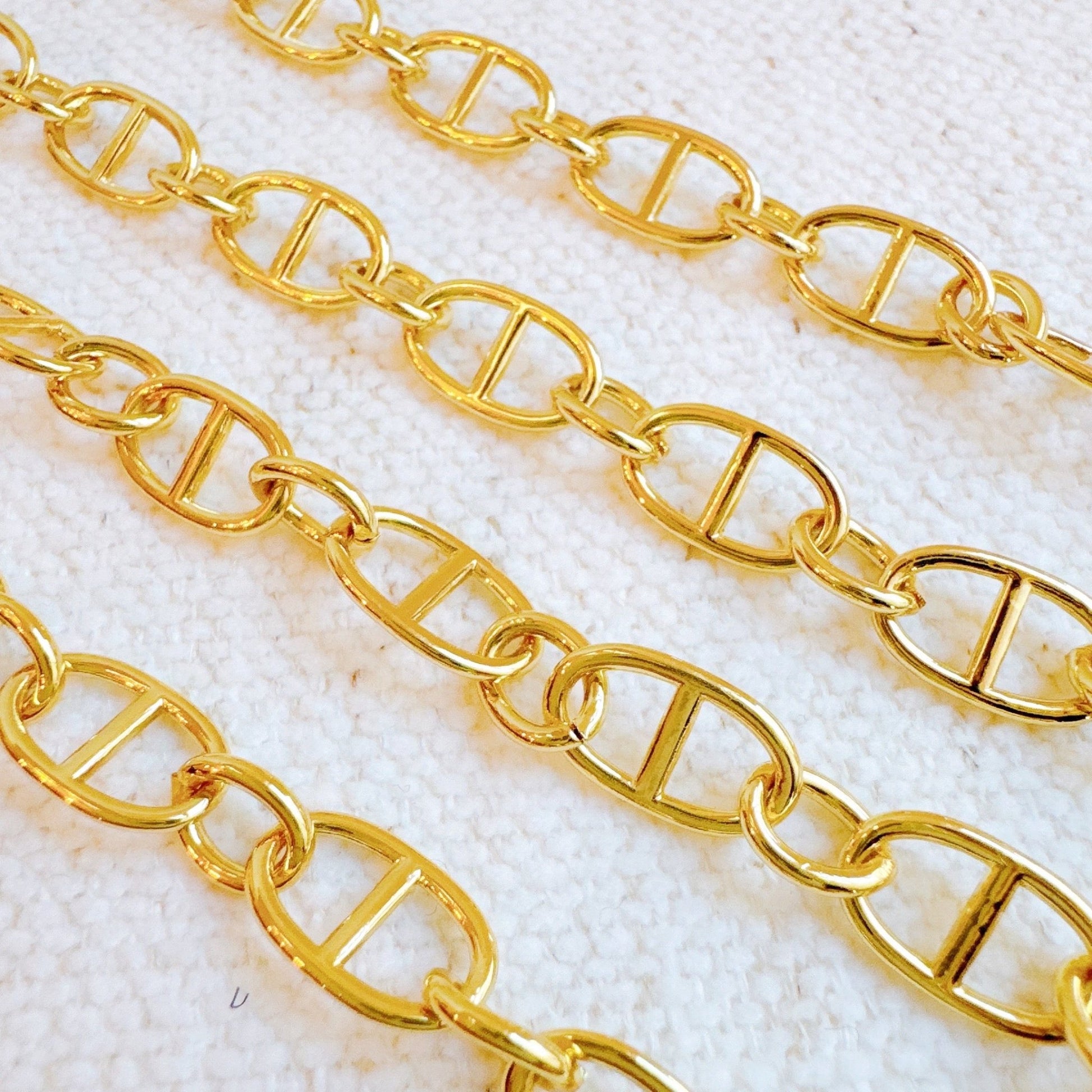 Golden Bit Linked Longer Chain Necklace - Silver Whisper