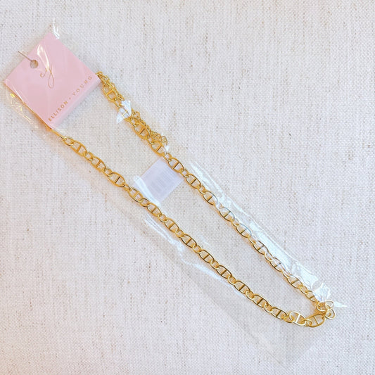 Golden Bit Linked Longer Chain Necklace - Silver Whisper