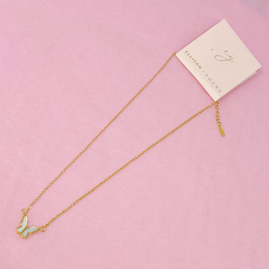 Golden Shell Butterfly Necklace - Silver Whisper