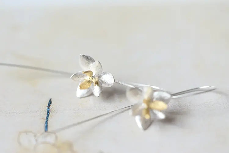 Sterling Silver Floral Charm Earrings
