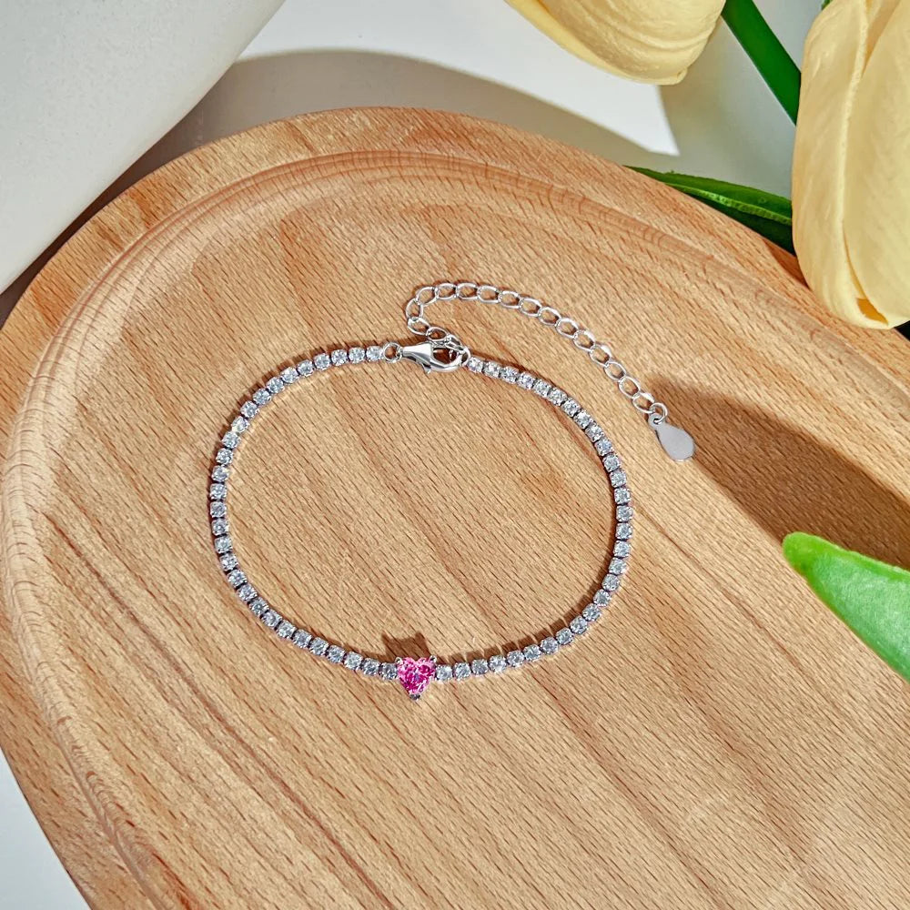 S925 Sterling Heart Bracelet for Women