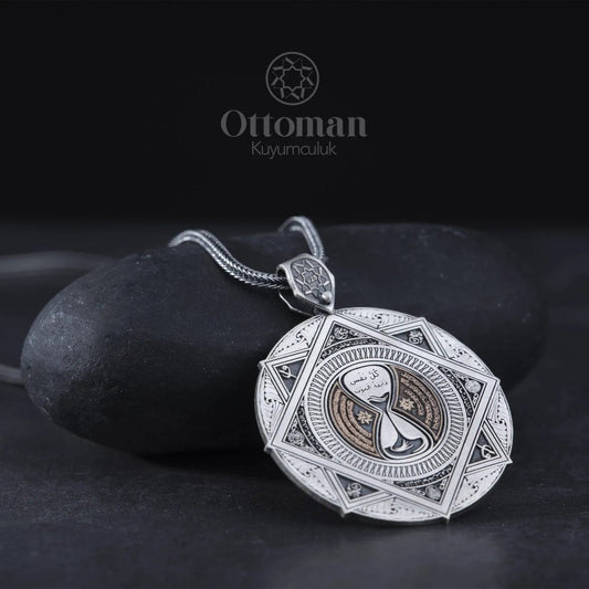 Hourglass Medallion Necklace - Silver Whisper