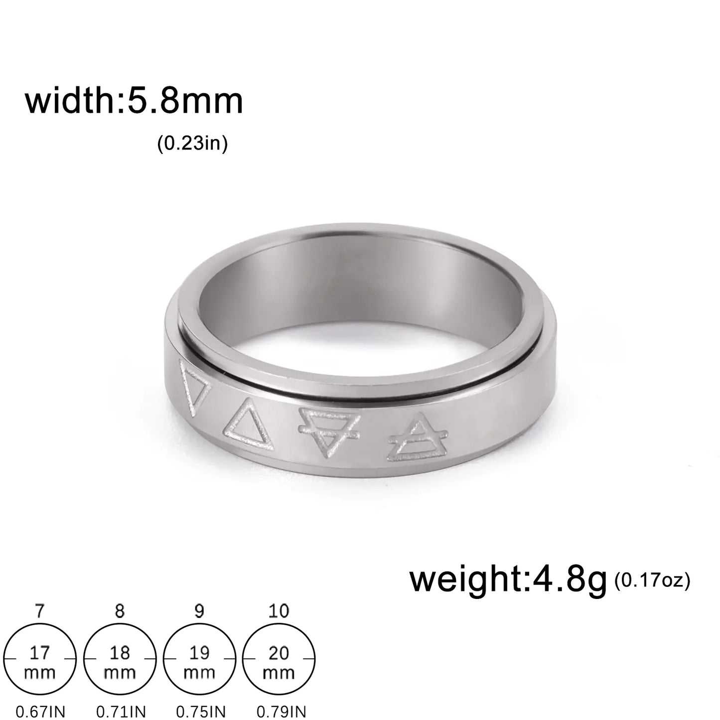 Stainless Steel Triangle Spin Ring