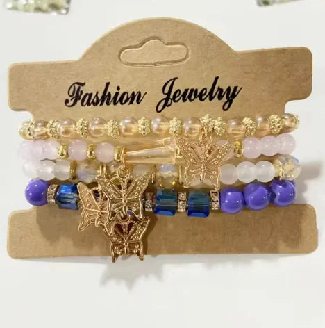 Butterfly Charm Bead Bracelets