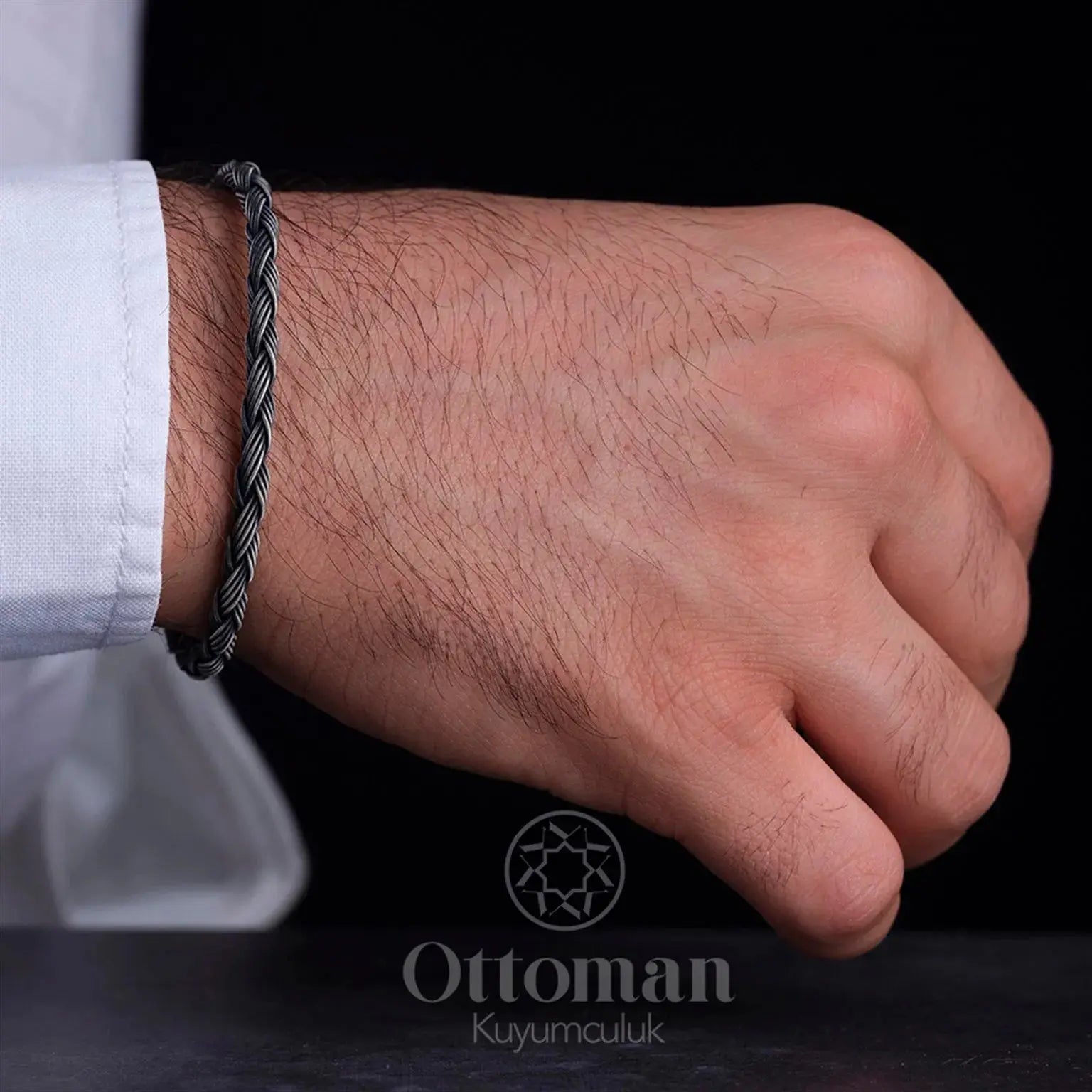Kazaz Knitted Silver Men's Bracelet - Silver Whisper
