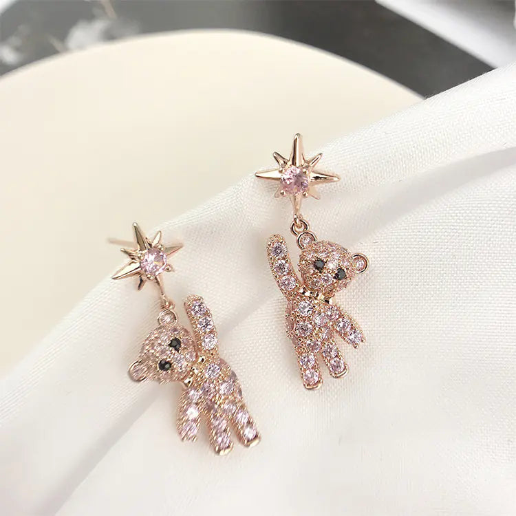 Chic Bear Silver Stud Earrings