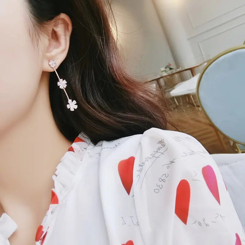 Elegant Snowflake Diamond Drop Earrings