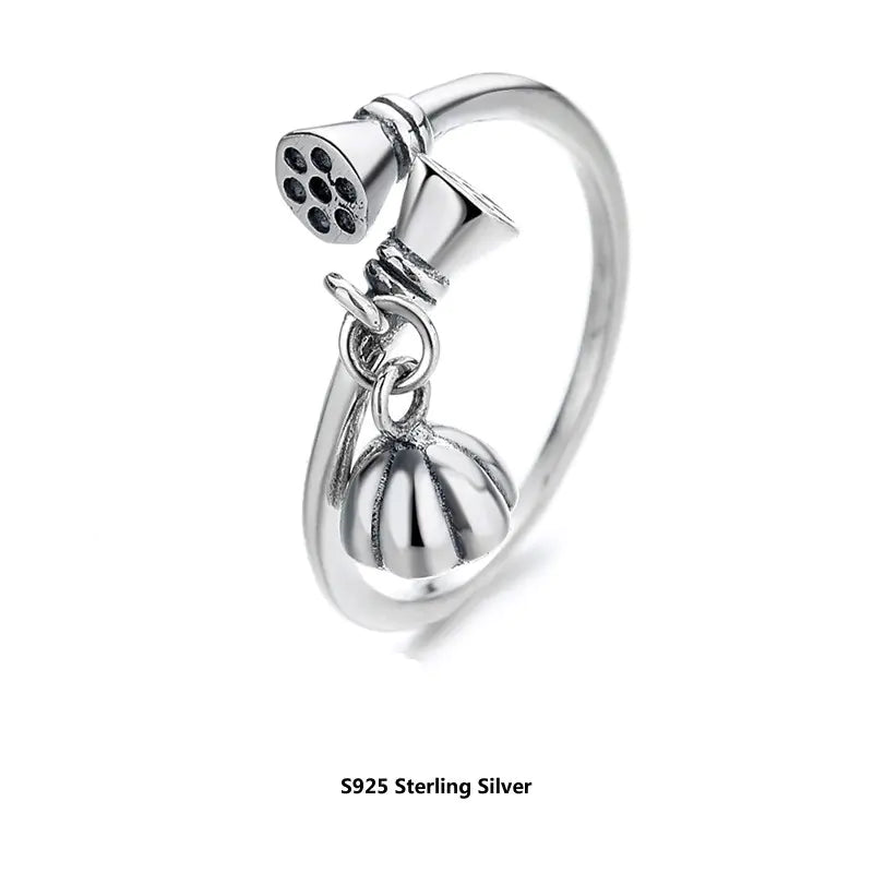 Elegant S925 Lotus Art Ring