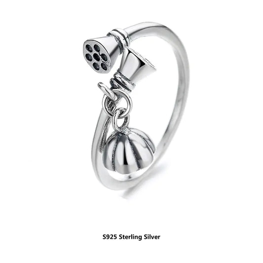 Elegant S925 Lotus Art Ring
