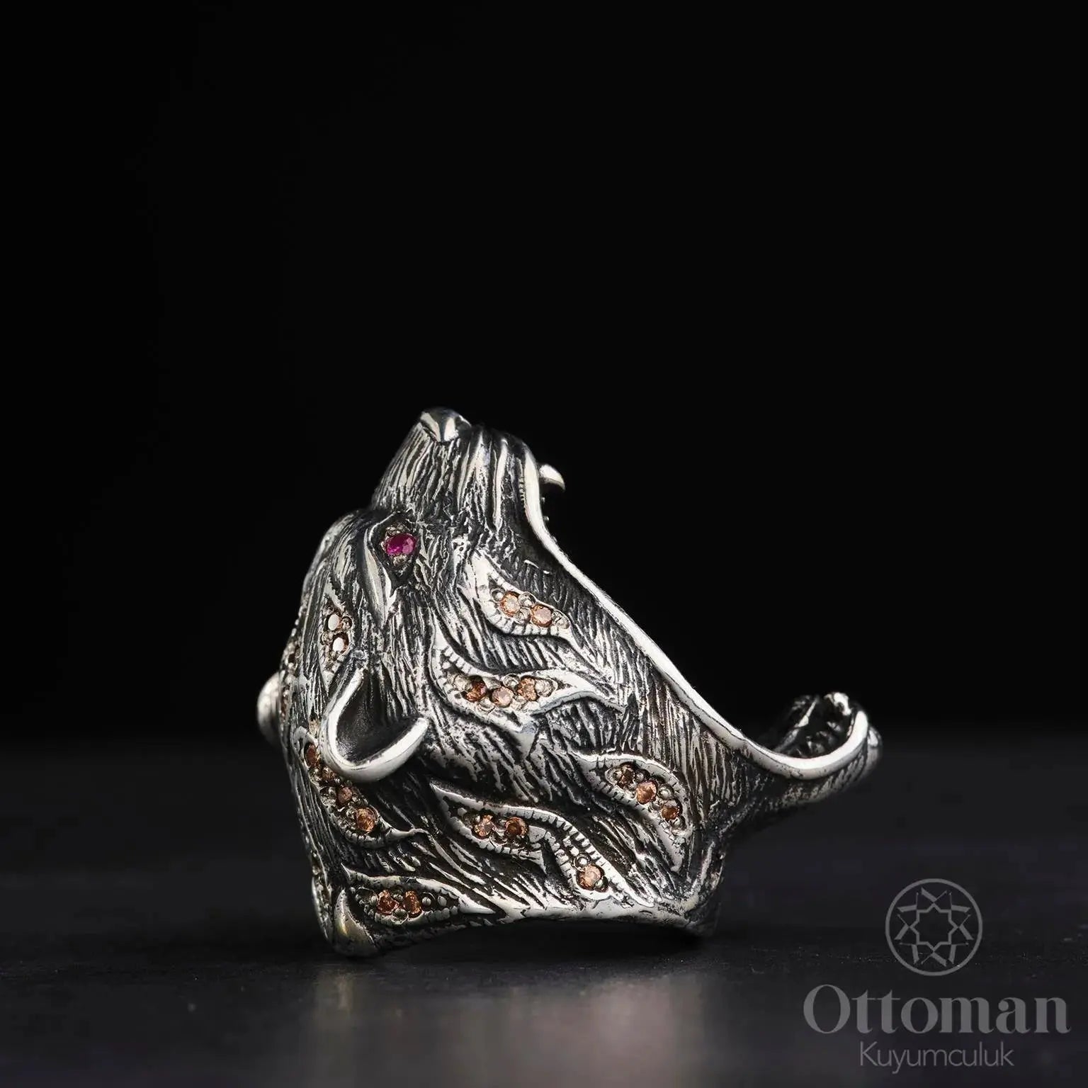 Lion-shaped silver men's ring is crafted from 925 sterling silver - Silver Whisper