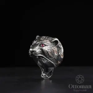 Lion-shaped silver men's ring is crafted from 925 sterling silver - Silver Whisper