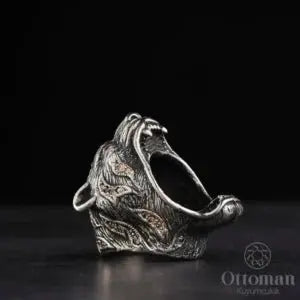 Lion-shaped silver men's ring is crafted from 925 sterling silver - Silver Whisper