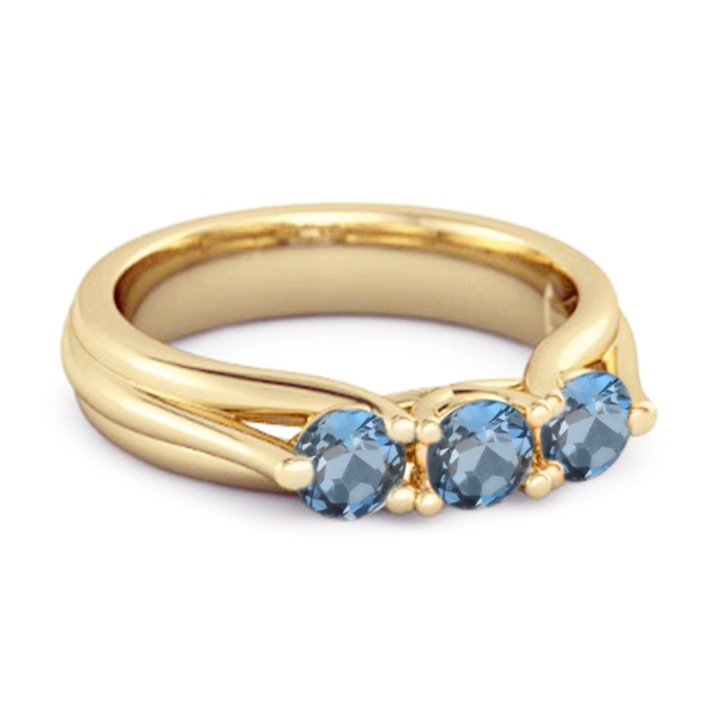 London Blue Topaz Three Stone Ring – Sterling Silver - Silver Whisper
