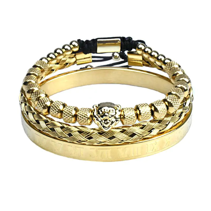 Lion's Pride Titanium Steel Bracelet Set