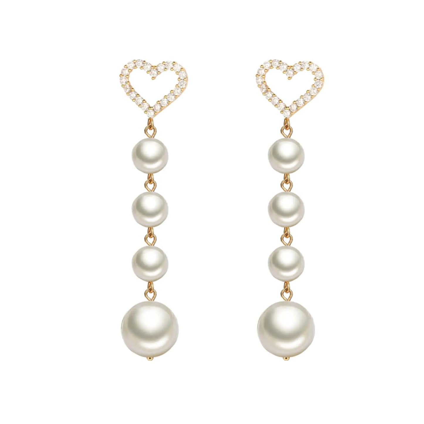 Chic Heart Pearl Drop Earrings - 925 Silver