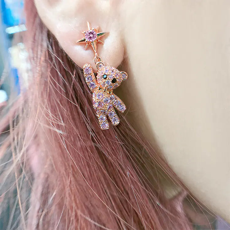 Chic Bear Silver Stud Earrings