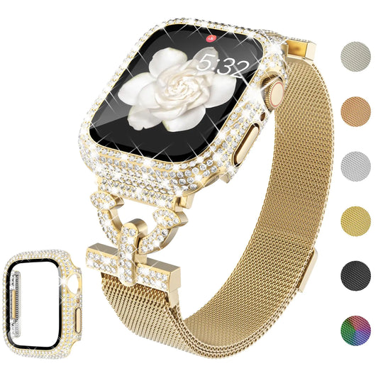 Gold Glitz Milanese Loop with Case for Apple Watch 42mm