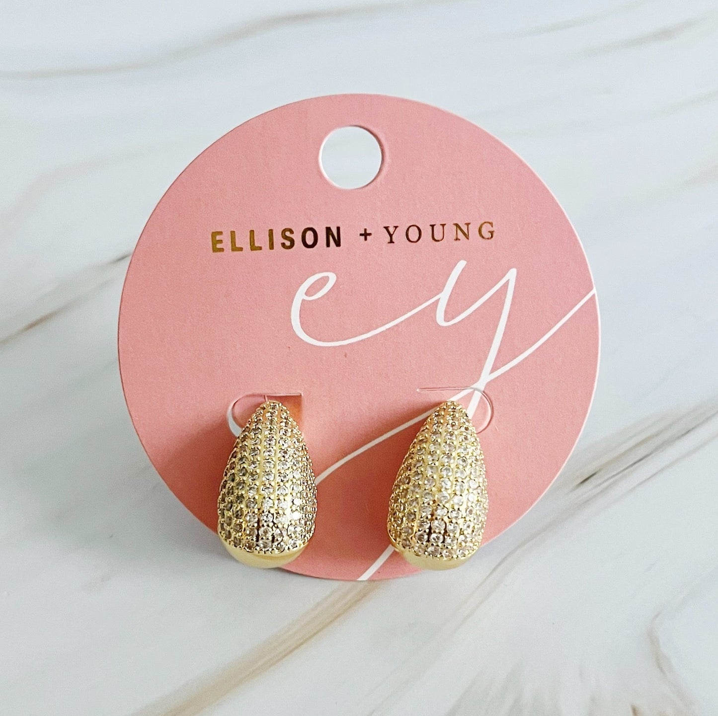 Paved Teardrop Stud Earrings - Silver Whisper