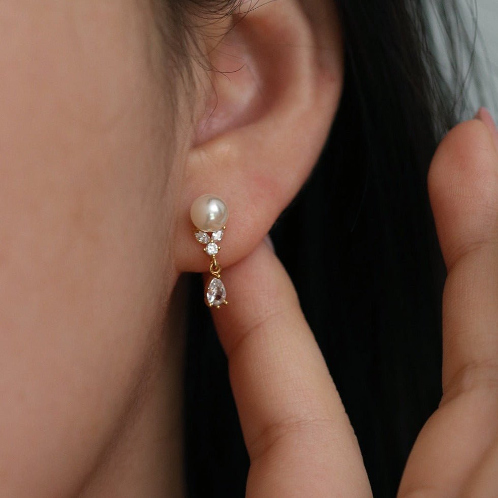 Pearl drop fairy earrings - Silver Whisper