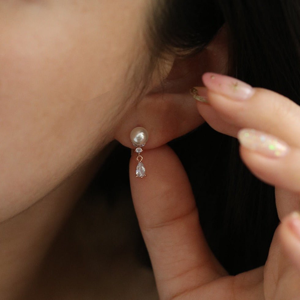 Pearl drop fairy earrings - Silver Whisper