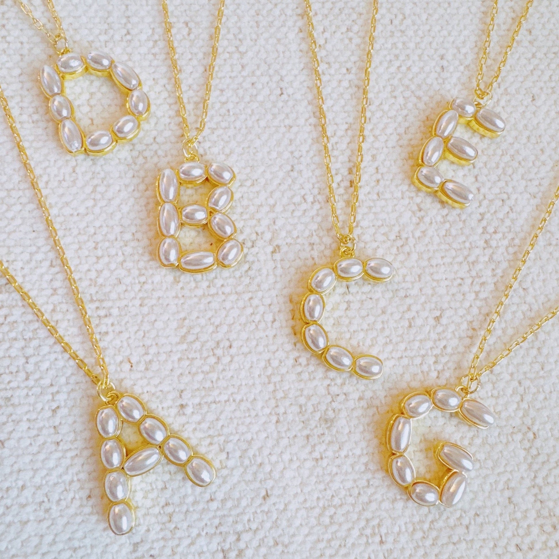 Pearl Mosaic Initial Pendant Necklace - Silver Whisper