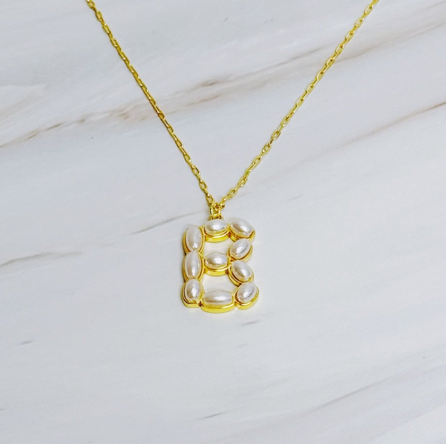 Pearl Mosaic Initial Pendant Necklace - Silver Whisper