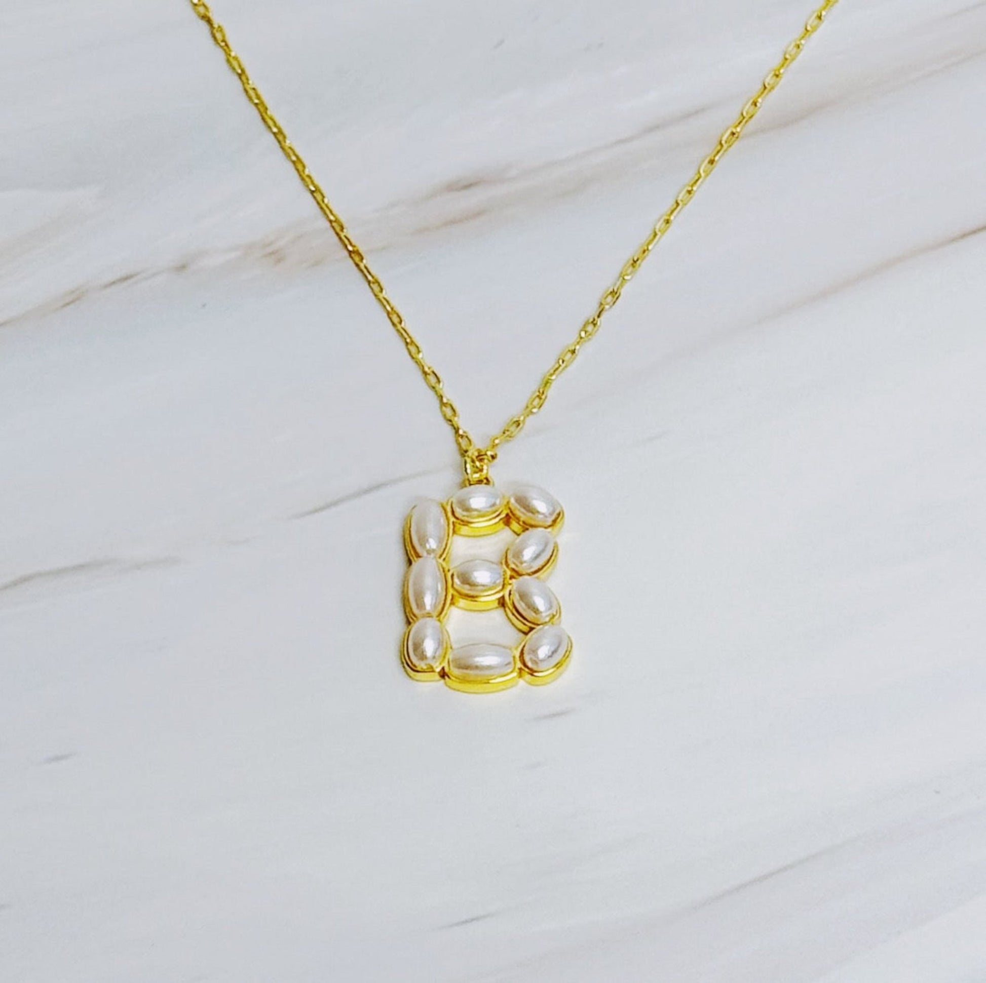 Pearl Mosaic Initial Pendant Necklace - Silver Whisper