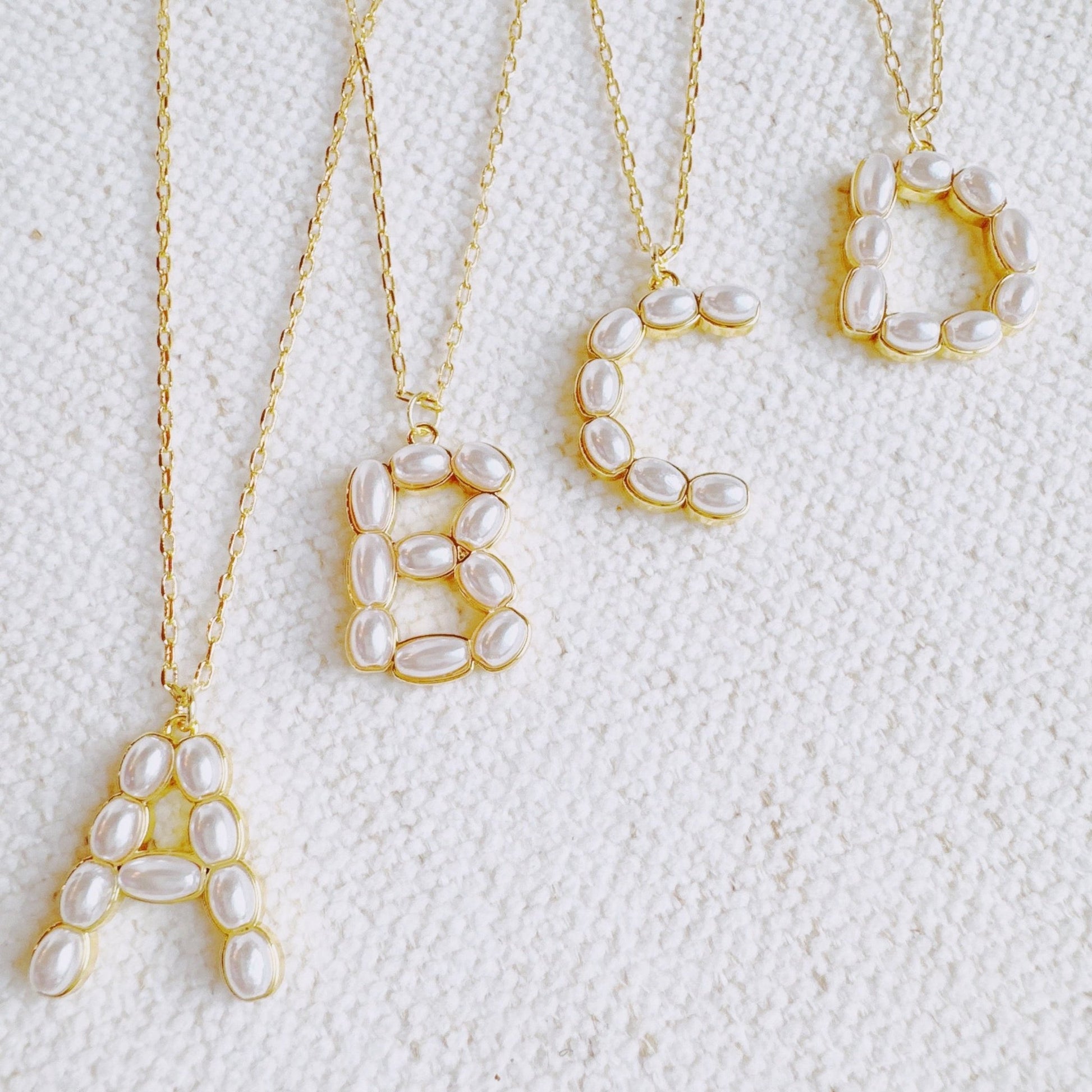 Pearl Mosaic Initial Pendant Necklace - Silver Whisper