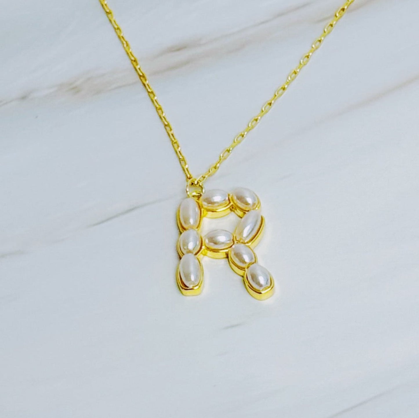 Pearl Mosaic Initial Pendant Necklace - Silver Whisper