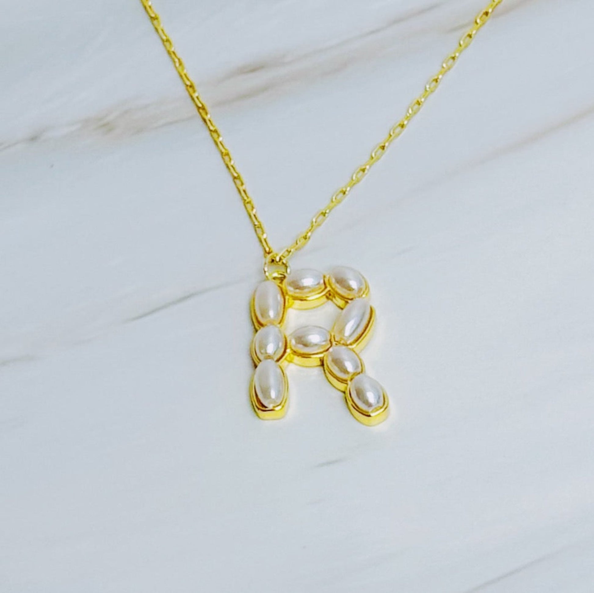 Pearl Mosaic Initial Pendant Necklace - Silver Whisper