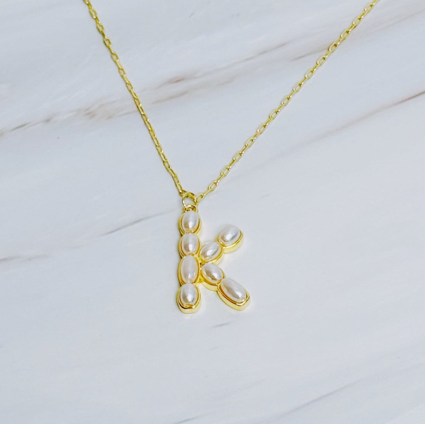 Pearl Mosaic Initial Pendant Necklace - Silver Whisper