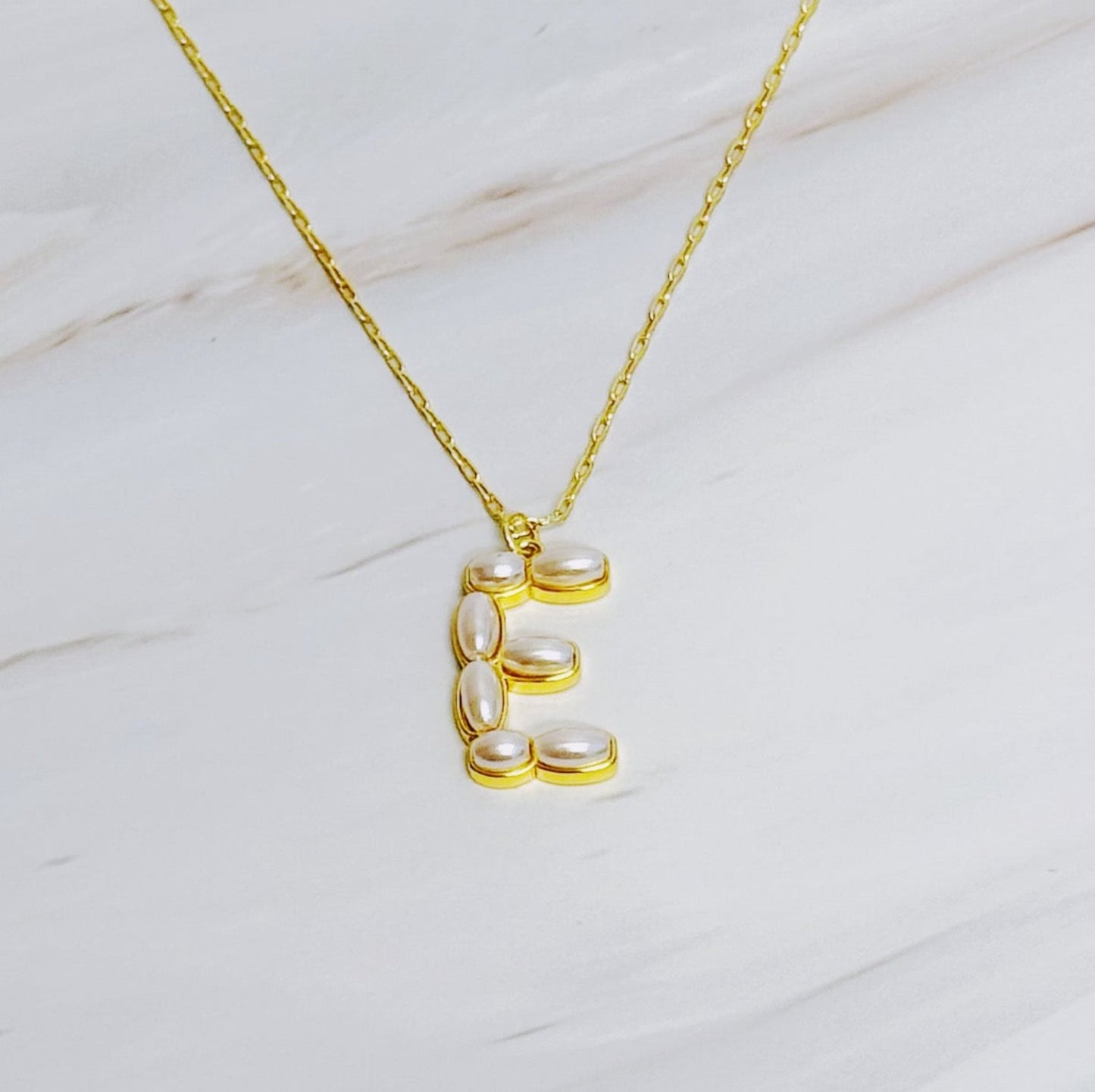 Pearl Mosaic Initial Pendant Necklace - Silver Whisper