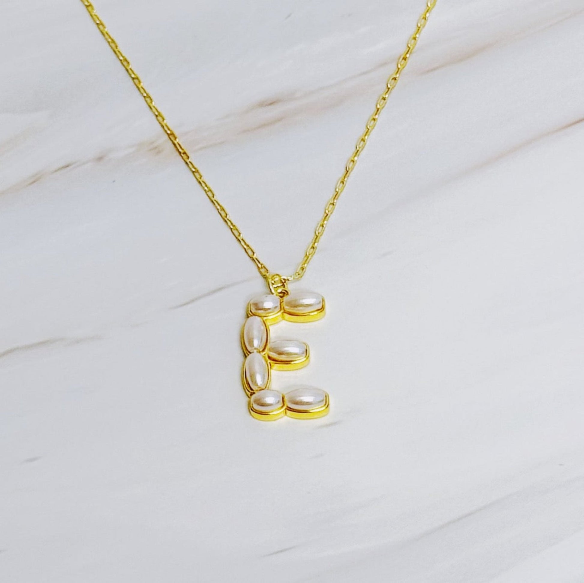 Pearl Mosaic Initial Pendant Necklace - Silver Whisper