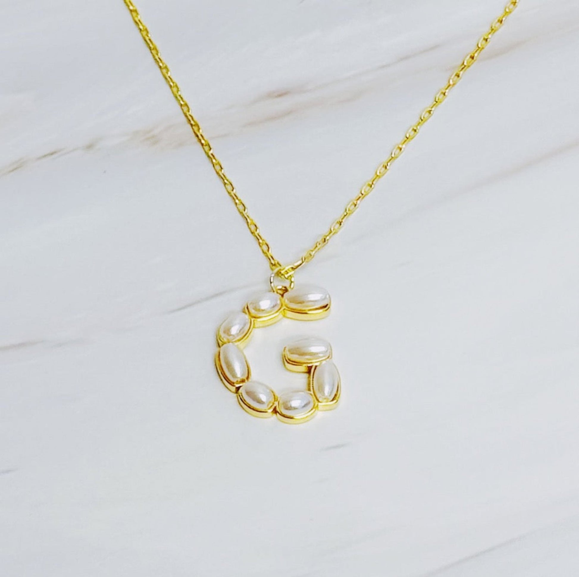 Pearl Mosaic Initial Pendant Necklace - Silver Whisper