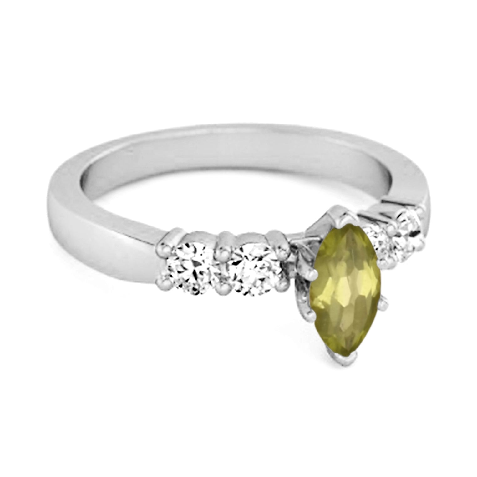 Peridot Tapered Five - Stone Ring – Sterling Silver - Silver Whisper