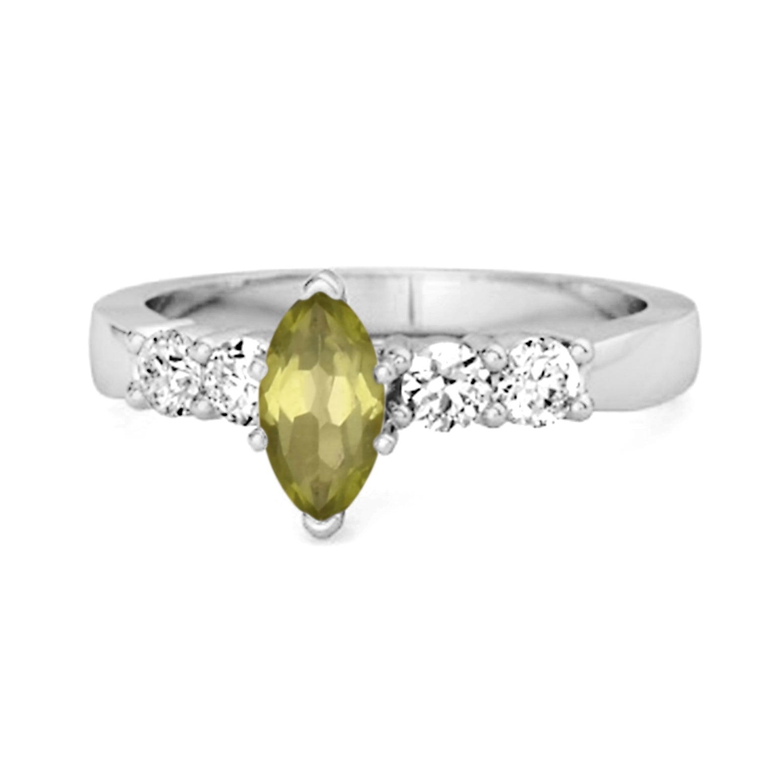 Peridot Tapered Five - Stone Ring – Sterling Silver - Silver Whisper