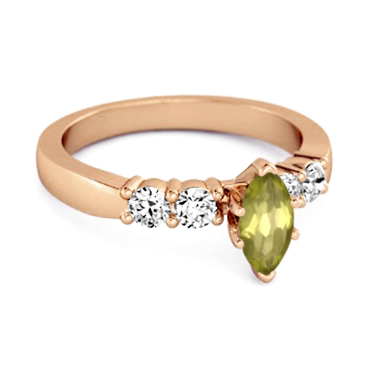 Peridot Tapered Five - Stone Ring – Sterling Silver - Silver Whisper
