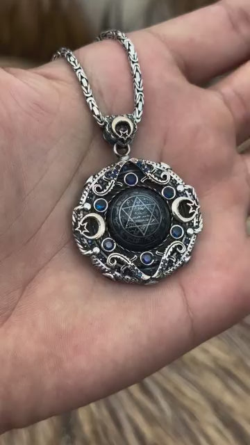 Seal of Solomon Engraved Silver Men's Ring