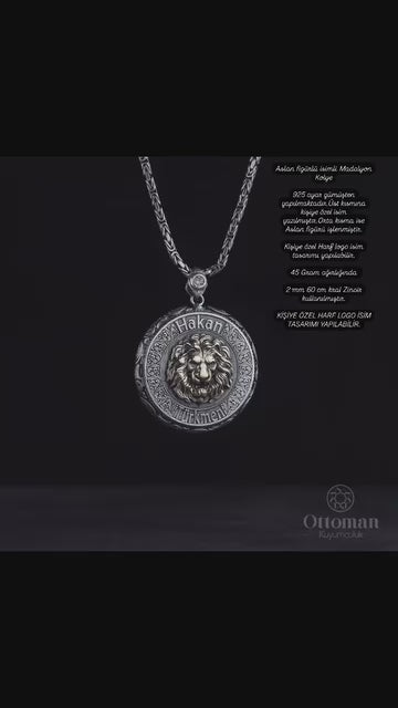Lion-shaped Name Medallion Necklace
