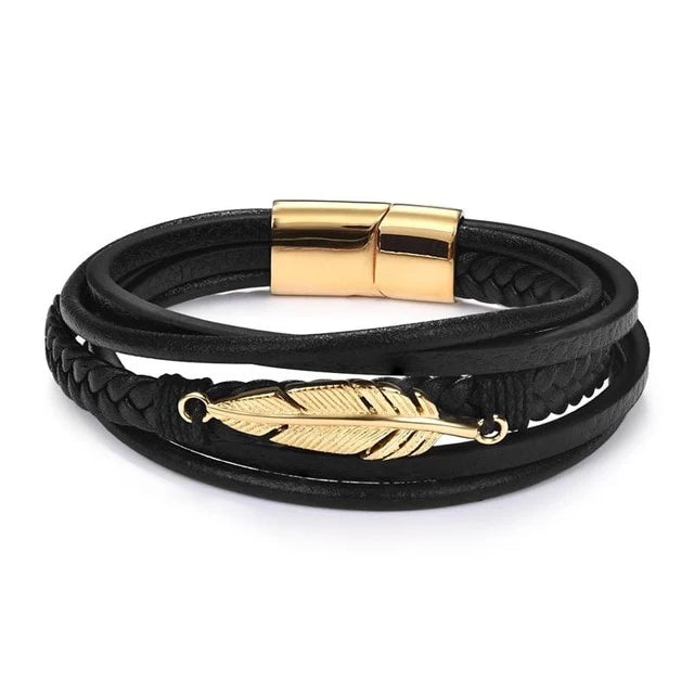 Celestial Wing Leather Bracelet
