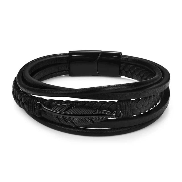 Celestial Wing Leather Bracelet