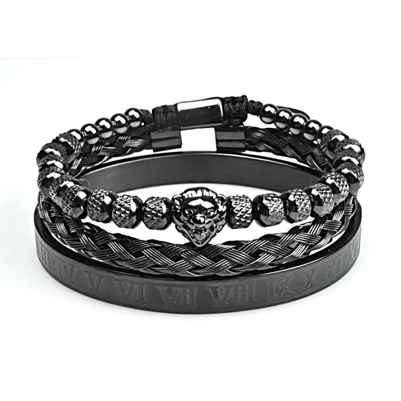 Lion's Pride Titanium Steel Bracelet Set
