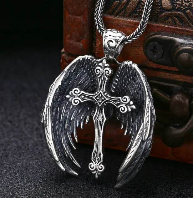 Sterling Silver Winged Cross Pendant