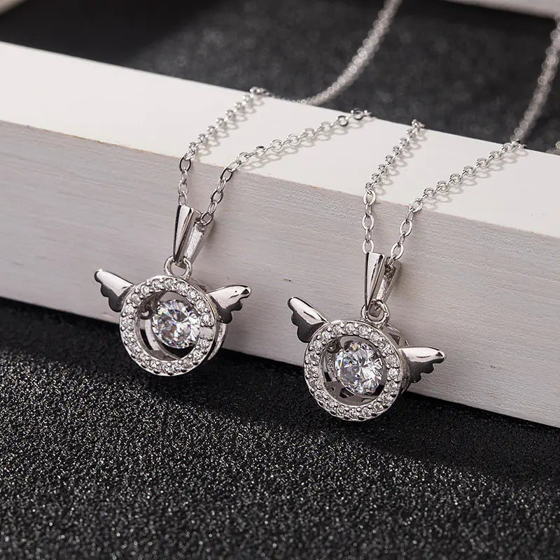 Elegant 925 Silver Angel Heartbeat Necklace