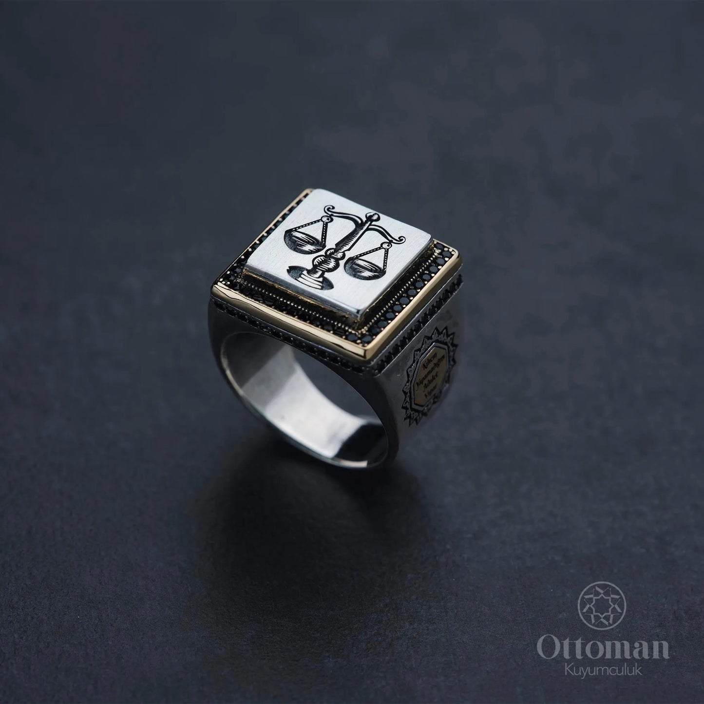 Scales of Justice Silver Men's Ring - Silver Whisper
