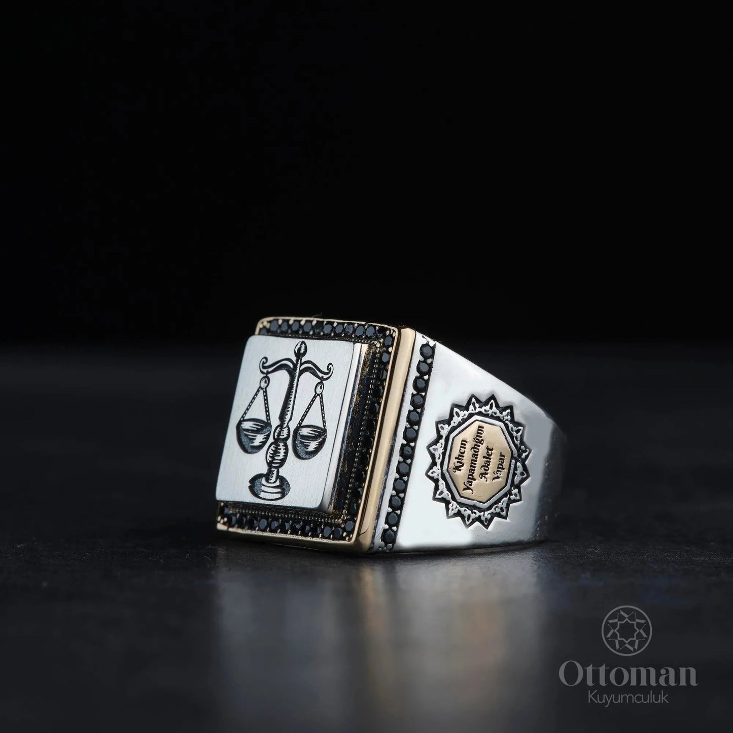 Scales of Justice Silver Men's Ring - Silver Whisper